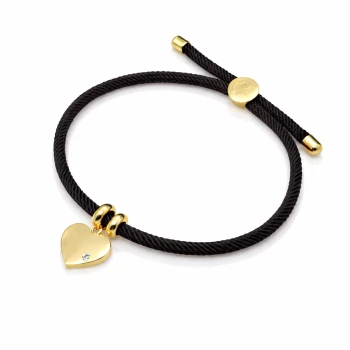 Bransoletka STAL CHIRURGICZNA Serce czarna sznurek zaciągana 
