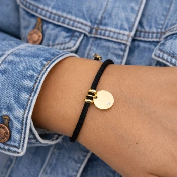  Bransoletka STAL CHIRURGICZNA monetka czarny sznurek zaciągana