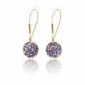 Kolczyki z okrągłą zawieszką kolorowe cyrkonie POZŁACANA STAL Premium