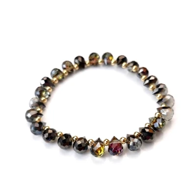 Bransoletka STAL CHIRURGICZNA elastyczna czarne kryształy 