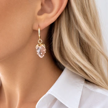 Kolczyki koła truskawki różowe POZŁACANA STAL