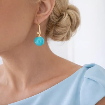 Kolczyki niebieskie kule STAL SZLACHETNA  Premium