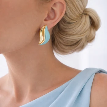 Kolczyki niebieskie łezki STAL SZLACHETNA  Premium 