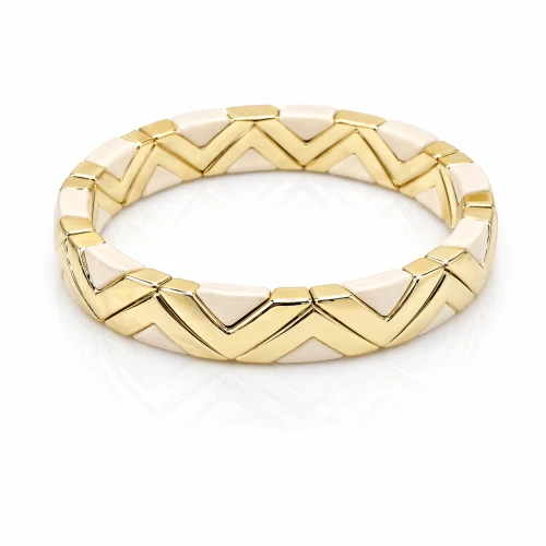 Bransoletka POZŁACANA ze STALI SZLACHETNEJ z beżowymi złotymi elementami