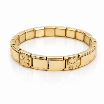 Bransoletka złota modułowa miś jaskółka ze STALI CHIRURGICZNEJ PREMIUM