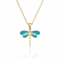 Naszyjnik niebieska ważka STAL POZŁACANA