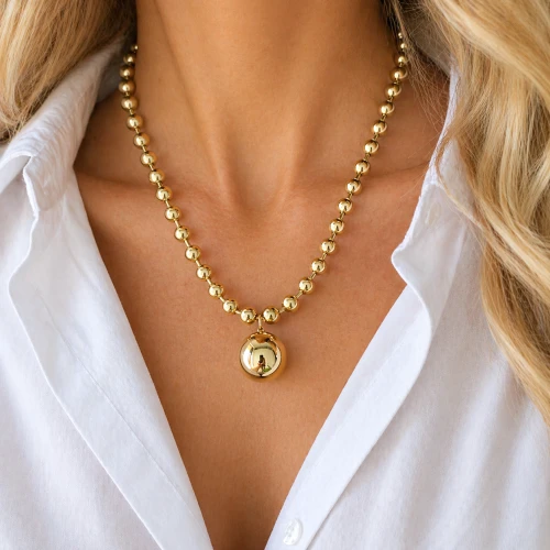 Naszyjnik z dmuchaną kulą STAL POZŁACANA