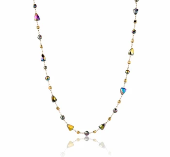 Naszyjnik  z koralikami holo ze STALI CHIRURGICZNEJ złoty