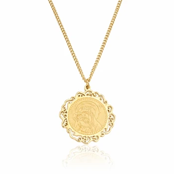  Naszyjnik medalik Maryja STAL CHIRURGICZNA kolor złoty 