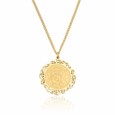  Naszyjnik medalik Maryja STAL CHIRURGICZNA kolor złoty 