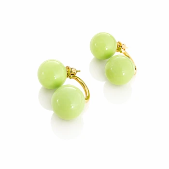 Kolczyki emaliowane kule 2w1 zielone POZŁACANA STAL 