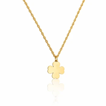 Naszyjnik szczęścia koniczynka POZŁACANA STAL