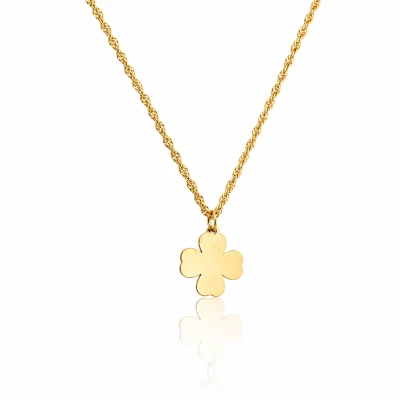 Naszyjnik szczęścia koniczynka POZŁACANA STAL