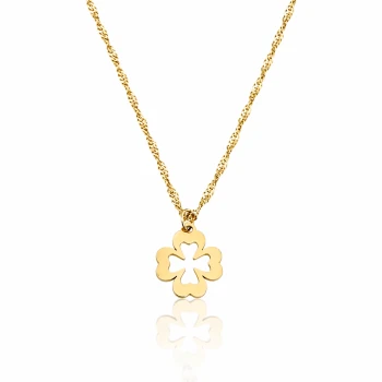 Naszyjnik szczęścia koniczynka POZŁACANA STAL 