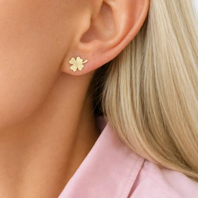 Kolczyki  koniczynki POZŁACANA STAL