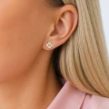 Kolczyki koniczynki cyrkonie POZŁACANA STAL