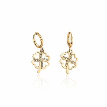 Kolczyki koła z koniczynkami POZŁACANA STAL