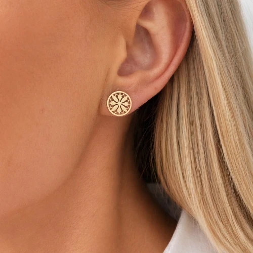 Kolczyki  okrągłe ażurowe POZŁACANA STAL