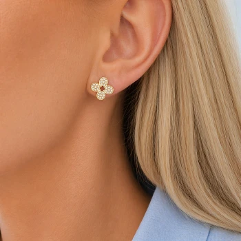 Kolczyki kwiatuszki z cyrkoniami STAL POZŁACANA