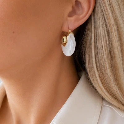 Kolczyki boho marmurkowe POZŁACANA STAL