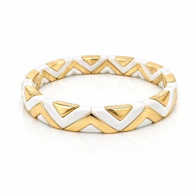 Bransoletka POZŁACANA ze STALI SZLACHETNEJ z białymi złotymi elementami  