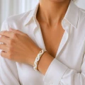 Bransoletka POZŁACANA ze STALI SZLACHETNEJ z białymi złotymi elementami