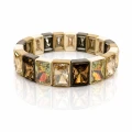 Bransoletka kryształy beż brąz szampan oprawa pozłacana elastyczna