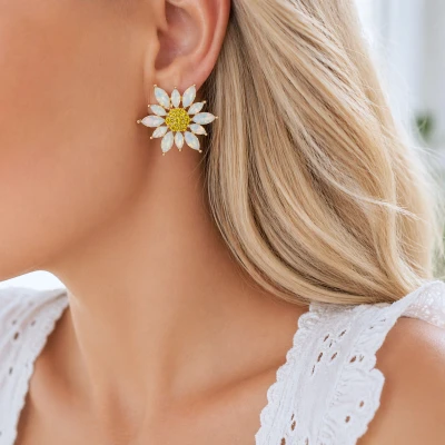 Kolczyki kryształowe kwiaty POZŁACANE