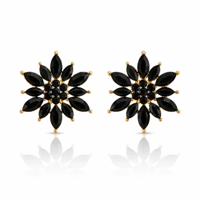 Kolczyki kryształowe czarne POZŁACANE   