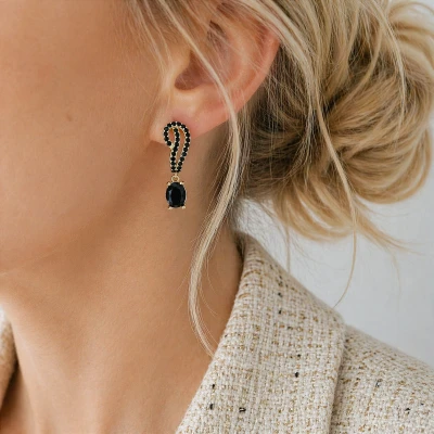 Kolczyki czarne kryształy POZŁACANE ze STALI SZLACHETNEJ  