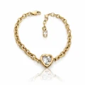 Bransoletka pancerka serce kryształ POZŁACANA STAL