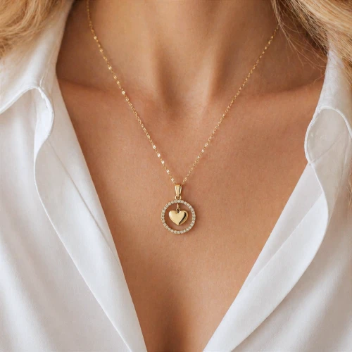 Naszyjnik serce cyrkonie POZŁACANA STAL