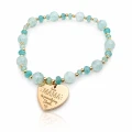 Bransoletka dla Mamy serce amazonity POZŁACANA STAL