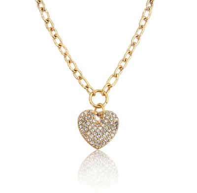Naszyjnik choker serce STAL CHIRURGICZNA złoty Premium   