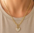 Naszyjnik choker serce STAL CHIRURGICZNA złoty Premium