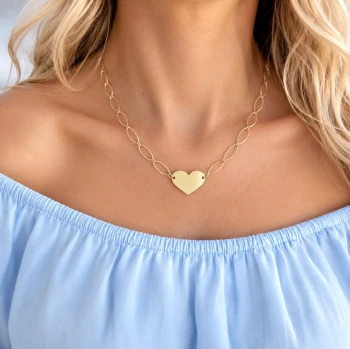 Naszyjnik choker serce STAL CHIRURGICZNA złoty Premium  