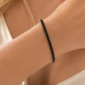 Złota bransoletka tenisowa czarne kryształy 3mm ze STALI SZLACHETNEJ