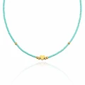 Choker z amazonitów ze złotym sercem – Mint Amazonite Love STAL POZŁACANA