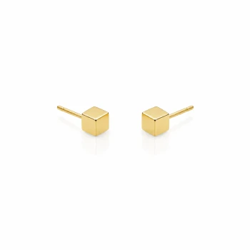 Złote kolczyki Cube kostki ze STALI CHIRURGICZNEJ 