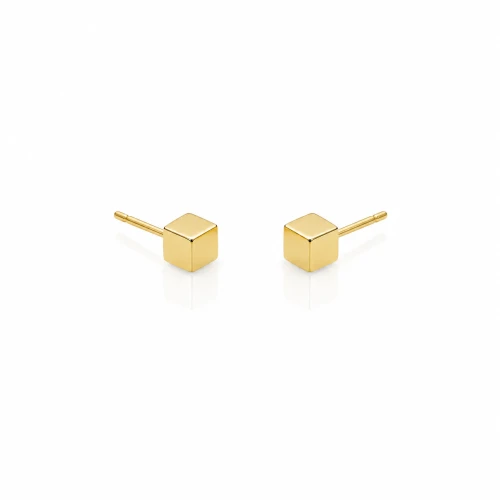 Złote kolczyki Cube kostki ze STALI CHIRURGICZNEJ