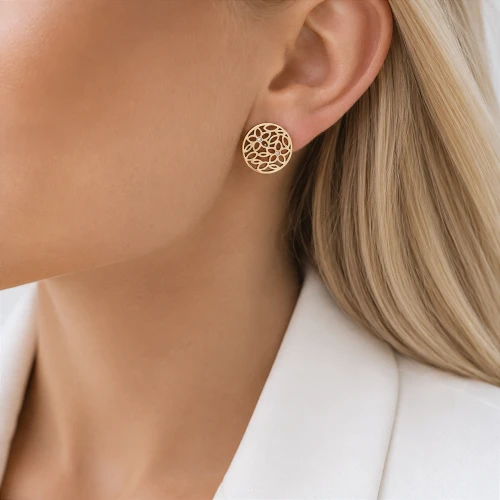 Złote kolczyki Filigree ażurowe STAL CHIRURGICZNA