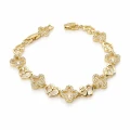 Bransoletka koniczynki serduszka podwójne kryształki ze STALI SZLACHETNEJ złota