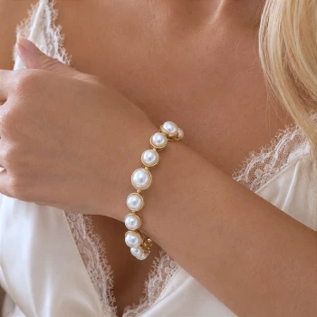 Złota bransoletka z perłami PEARL Love STAL SZLACHETNA