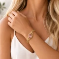 Złota bransoletka Peach Glow kryształ POZŁACANA