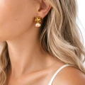 Złote kolczyki Honey Pearl kryształ perła POZŁACANE