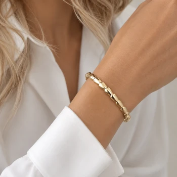 Bransoletka ze STALI CHIRURGICZNEJ bangle wzór kolor złoty  