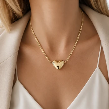 Naszyjnik choker serce STAL CHIRURGICZNA złoty Premium