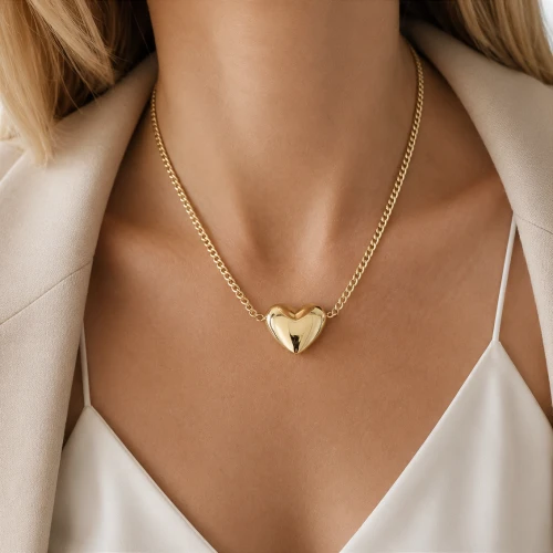 Naszyjnik choker serce STAL CHIRURGICZNA złoty Premium