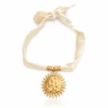 Naszyjnik choker materiałowy słońce STAL POZŁACANA