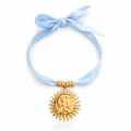 Naszyjnik choker materiałowy słońce STAL POZŁACANA